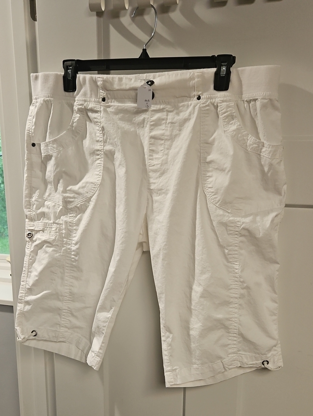Women's White Bermuda Cargo Shorts